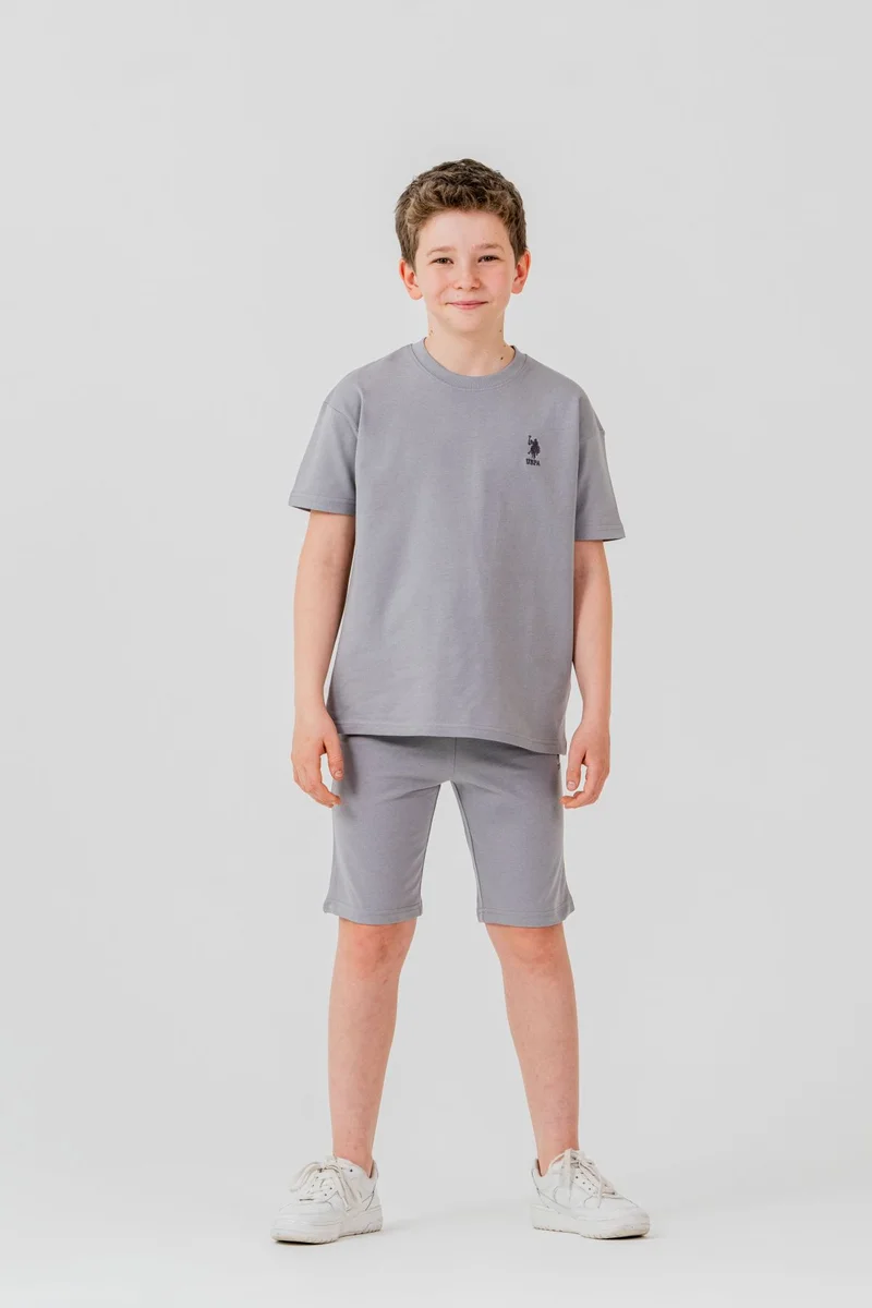 يو اس بولو اسن U.S. Polo Assn. Boys Grey Bermuda Set
